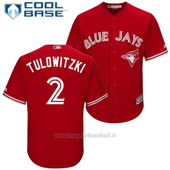 Maglia Baseball Uomo Toronto Blue Jays 2 Troy Tulowitzki Scarlet2017 Cool Base